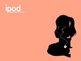 Woman headphones cat silhouette orange - headphone free wallpaper