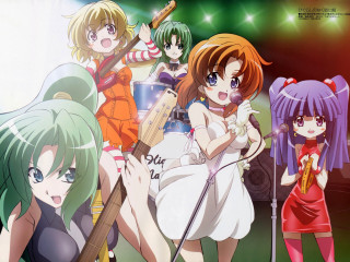 Group girls multicolored hair stage - a stage free wallpaper