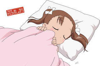 Sleeping girl pillow hug bed - a pillow free wallpaper
