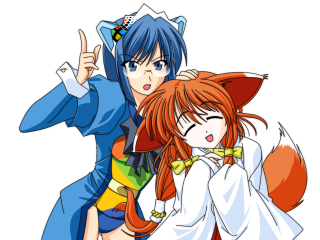 Anime fox girls cat blue - two anime character one free wallpaper