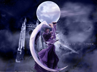 Woman moon castle sky anime - a woman holding free wallpaper