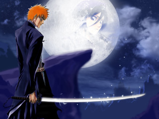 Orange hair moon sword fantasy - his hand and a sword free wallpaper