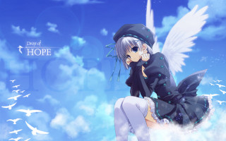 Anime girl cloud wings hat - a cloud free wallpaper