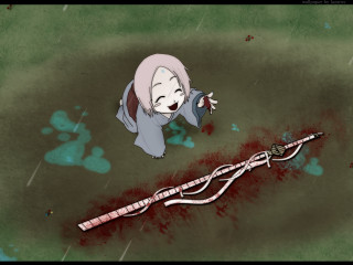 Cartoon zombie blood splatter weapon - blood free wallpaper