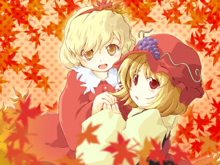 Anime girls autumn leaves blonde - one girl free wallpaper