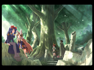 Forest fantasy concept art 3girls - a tree in a forest free wallpaper