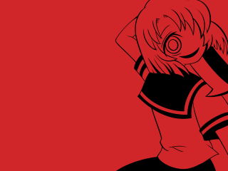 Girl ponytail blackshirt redbackground vorticism - outline free wallpaper for desktop