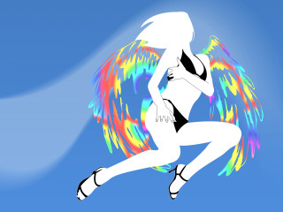 Woman bikini rainbow wings vector - a graphic style free wallpaper