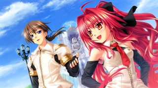 Anime characters blue sky portrait - two anime character free wallpaper