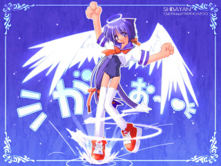 Girl wings blue dress dancing - wing free wallpaper for desktop