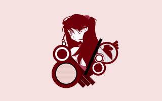 Woman scissors mirror pink background - flat color free wallpaper