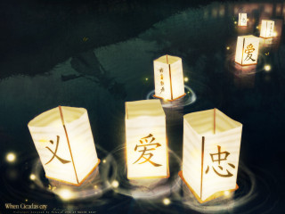 Lanterns chinese characters floating water - a reflection of the water free wallpaper