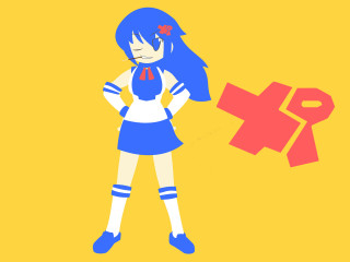 Cartoon girl blue hair red - flat free wallpaper