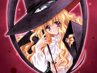Blonde girl hat cane manga - a black umbrella free wallpaper
