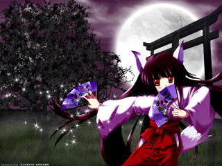 Woman kimono fan fullmoon purple - a woman in a kimono holding free wallpaper