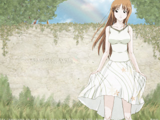 Girl white dress field rainbow - neo free wallpaper