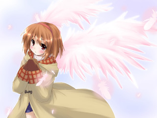 Pink angel wings brown hair - a pink heart free wallpaper