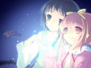 Anime girls night hologram fireflies - her phone free wallpaper