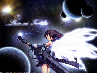 Anime girl wings space planet - planet free wallpaper for desktop