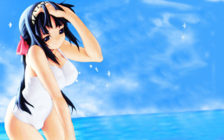 Woman white swimsuit water blue - a white swimsuit free wallpaper