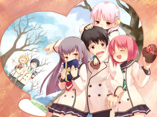 Anime girls heart window snow - tree and snow free wallpaper