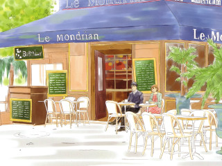 Cafe outdoor people bamboo palm - a table outside free wallpaper