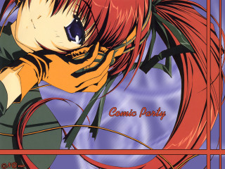 Anime redhair greenshirt purplebackground redframe - constanceanne parker free wallpaper