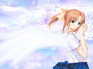 Girl ponytail blue sky clouds - a ponytail free wallpaper