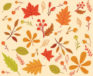 Autumn leaves berries illustration julia - folk art free wallpaper