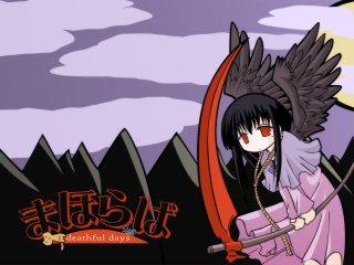 Girl sword bird mountain moon - death free wallpaper
