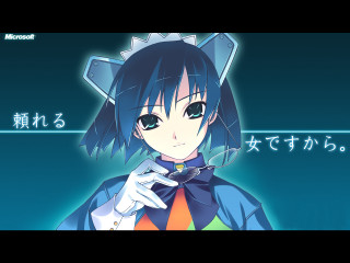 Blue hair cat ears anime 2 - japanese character free wallpaper