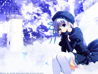 Girl lighthouse sky blue anime - the ground next free wallpaper