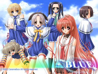 Anime girls blue sky rainbows - net art free wallpaper for desktop