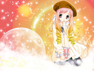 Girl hat drink moon stars - a full moon free wallpaper