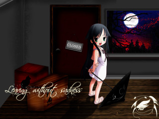 Girl umbrella suitcase moon gothic - a full moon behind her free wallpaper