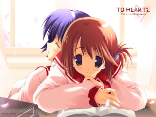 Anime girls reading cherryblossoms desk - a desk free wallpaper for desktop