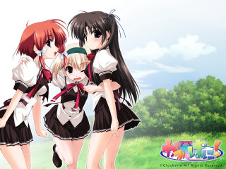 Three anime girls school uniforms - school uniform free wallpaper for desktop