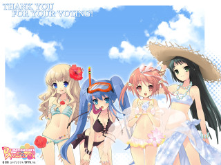 Women bikinis hats beach sky - a group of women free wallpaper