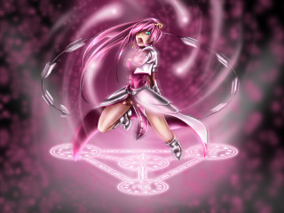 Pink dancing girl cherry blossoms - a pink light free wallpaper
