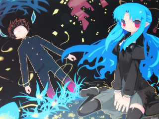 Blue haired couple anime glowing - blue hair free wallpaper