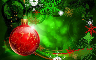 Christmas red ornament snowflakes green - a red ornament free wallpaper