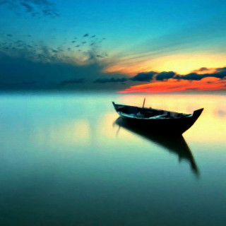 Boat lake cloudy sky sunset - free sunset wallpaper for tablet