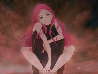 Pink haired girl stool dark - a pink light free wallpaper