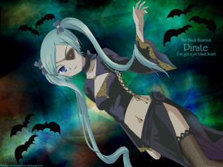 Blue hair woman bats gothic - darkness free wallpaper