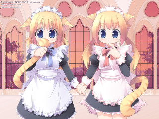 Anime maid girls cat yayoi - a cat in the background free wallpaper