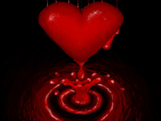 Red heart spiral dripping blood - blood free wallpaper