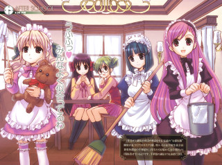 Anime maid girls teddy bear - window free wallpaper for desktop