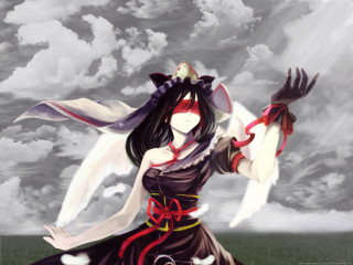 Woman cat ears dress clouds - a cat ear free wallpaper