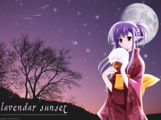 Red kimono fullmoon starry sky - a red dress holding free wallpaper