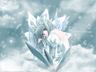 Fairy cloud snowflakes halo greeneyes - a fairy free wallpaper